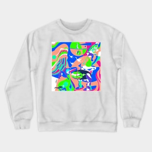 march of demons, fairies and ghost in the infernal bosch garden of delight ecopop art Crewneck Sweatshirt